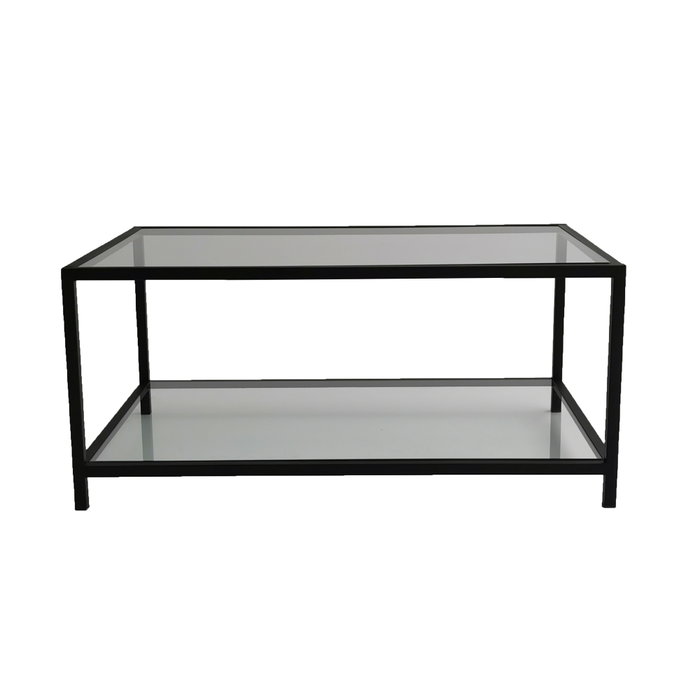 Hanah Home Astro Mesa de Centro de Cristal Templado Humo y Negro